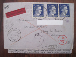 Allemagne France 1943 Eberswalde St REMY Les Chevreuses LAGER Censure Ae Enveloppe Cover Reich STO Paire - Oorlog 1939-45