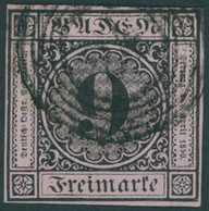 BADEN 4a O, 1851, 9 Kr. Schwarz Auf Altrosa, Voll-breitrandig, Pracht, Gepr. Grobe, Mi. (200.-) - Andere & Zonder Classificatie