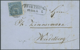 BADEN 10a BRIEF, 1861, 3 Kr. Lebhaftpreußischblau Mit Kleinem Vortrennteil Auf Prachtbrief Von PFORZHEIM Nach Heidelberg - Andere & Zonder Classificatie