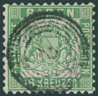 BADEN 21a O, 1862, 18 Kr. Grün, Zentrischer Nummernstempel 2, Eckbug Sonst Pracht, Gepr. Seeger, Mi. 700.- - Andere & Zonder Classificatie