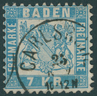 BADEN 25b O, 1871, 7 Kr. Hellblau, Kabinett, Gepr. Brettl, Mi. 130.- - Andere & Zonder Classificatie