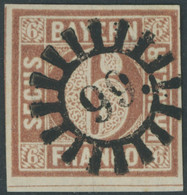 BAYERN 4I BrfStk, 1849, 6 Kr. Braunorange, Type I, Zentrischer MR-Stempel 99, Kabinett - Andere & Zonder Classificatie