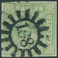 BAYERN 5aa O, 1850, 9 Kr. Mattbläugrün, MR-Stempel 188, Pracht, Gepr. Brettl - Andere & Zonder Classificatie