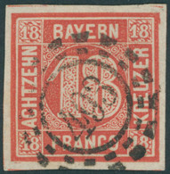 BAYERN 13a O, 1862, 18 Kr. Zinnoberrot, Offener MR-Stempel 493, Kabinett, Signiert, Mi. (200.-) - Andere & Zonder Classificatie