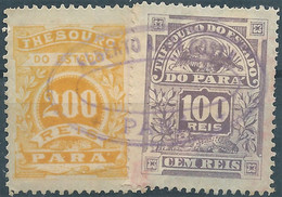 Brazil Brazile,Revenue Stamp Tax Thesouro Do Estado Do Para,100 & 200 Reis,Obliterated - Oficiales