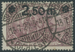 Dt. Reich 118a O, 1920, 2.50 M. Auf 2 M. Braunlila, Feinst, Kurzbefund Fleiner, Mi. 250.- - Gebruikt