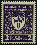 Dt. Reich 200b **, 1922, 2 M. Dunkelpurpurviolett Gewerbeschau, üblich Gezähnt Pracht, Gepr. Dr. Oechsner, Mi. 80.- - Ongebruikt