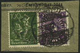 Dt. Reich 224b BrfStk, 1922, 2 M. Dunkelviolett Mit Zusatzfrankatur Auf Briefstück, Pracht, Gepr. Infla, Mi. 110.- - Gebruikt