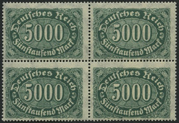 Dt. Reich 256cI **, 1922, 5000 M. Dunkelbläulichgrün Mit Abart S In Fünftausend Oben Mit Haken, Im Viererblock Mit Norma - Ongebruikt