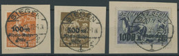 Dt. Reich 258-60 BrfStk, 1923, Rhein-und Ruhrhilfe Mit Zentrischen Stempeln SIEGEN, Prachtsatz Auf Briefstücken, Endwert - Gebruikt