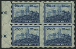 Dt. Reich 261b VB **, 1923, 5000 M. Dunkelgrünlichblau Im Randviererblock, Pracht, Gepr. Infla, Mi. 88.- - Ongebruikt