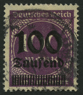 Dt. Reich 289a O, 1923, 100 Tsd. Auf 100 M. Graupurpur, Pracht, Fotobefund Tworek, Mi. 140.- - Gebruikt