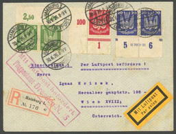 Dt. Reich 344-46 BRIEF, 1926, 5 - 20 Pf. Holztaube (Randstücke), 20 Pf. Mit HAN 7029.23 Auf Einschreib-Luftpostbrief Nac - Andere & Zonder Classificatie