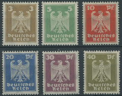 Dt. Reich 355-60 **, 1924, 3 - 40 Pf. Reichsadler, Normale Zähnung, Postfrisch, 6 Prachtwerte, Mi. 180.- - Ongebruikt