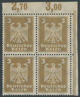 Dt. Reich 355Y VB **, 1924, 3 Pf. Reichsadler, Wz. Liegend, Im Viererblock, Pracht, Mi. (1600.-) - Ongebruikt