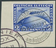 Dt. Reich 438Y BrfStk, 1930, 2 RM Südamerikafahrt, Wz. Liegend, Prachtbriefstück, Mi. 400.- - Gebruikt