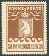 GRÖNLAND - PAKKE-PORTO 12A *, 1930, 3 Kr. Braun, Falzrest, Pracht, Mi. 90.- - Spoorwegzegels