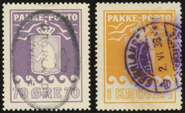 GRÖNLAND - PAKKE-PORTO 13/4 O, 1937, 70 Ø Violett Und 1 Kr. Gelb, 2 Prachtwerte, Mi. 180.- - Spoorwegzegels