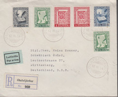 1954. ISLAND. 10 AUR + 2 Ex 70 And 2 Ex 1 Kr + 1,75 Kr. Manus On REG-cover To Württem... (Michel 290+) - JF367021 - Briefe U. Dokumente