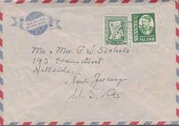 1954. ISLAND. Hannes Hafstein 2,45 Kr. + 70 AUR MANUS On Air Mail Cover To New-Jersey... (Michel 294+) - JF367022 - Cartas & Documentos