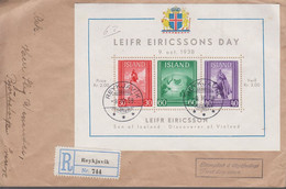 1938. Leif-Eriksson. BLOCK With 30+60+40. FDC REYKJAVIK -9.10.38. (Michel BLOCK 2) - JF367031 - Lettres & Documents