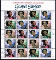 VERINIGTE STAATEN ETATS UNIS USA 1998 GOSPEL SINGERS SHEET OF 20 MNH SC 3216-3219SP YT F-2754-2757 MI B2984-87 SG MS3449 - Feuilles Complètes