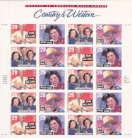 USA 1993 Country Singers Pane Of 20 $5.80 MNH SC 2771-2774sp YV BF-2187-2189A MI SH2376 IIA+2397-99 SG MS2815-18 - Ganze Bögen