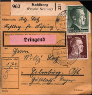 ! 1943 Kahlberg, Frische Nehrung, Krynica Morska Nach Eilenburg, Paketkarte, Deutsches Reich, 3. Reich - Briefe U. Dokumente