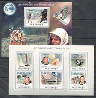 G202 2009 MOCAMBIQUE HOMEM NA LUA SPACE APOLLO 11 FAMOUS PEOPLE MOON 1SH+1BL MNH - Other