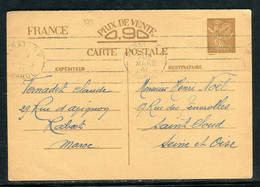 Entier Postal Type Iris De Rabat Pour St Cloud En 1941 - O 76 - Prix Fixe !!! - Cartoline Postali E Su Commissione Privata TSC (ante 1995)