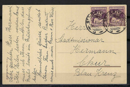 SUISSE Pro Juventute 1916: CP Illustrée De St Moritz Pour Chur Avec 2x Le ZNr.J4, Obl. CAD Forte Cote - Storia Postale