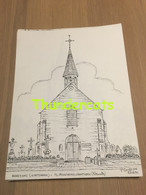 ORIGINELE GROTE TEKENING DOOR PAUL GHYSELEN GHIJSELEN 1990  HANDZAME KORTEMARK O L VROUWHEMELVAARTKERK EDEWALLE - Dessins