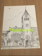 ORIGINELE GROTE TEKENING DOOR PAUL GHYSELEN GHIJSELEN 1991 KNOKKE HEILIG HARTKERK ( VLEK !! TACHE !! ) - Dessins