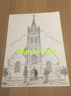 ORIGINELE GROTE TEKENING DOOR PAUL GHYSELEN GHIJSELEN 1981 HOOGLEDE ST AMANDUSKERK - Dessins