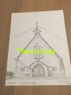 ORIGINELE GROTE TEKENING DOOR PAUL GHYSELEN GHIJSELEN 1991 KLERKEN CLERKEN ST KRISTOFFELKERK - Dessins