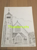 ORIGINELE GROTE TEKENING DOOR PAUL GHYSELEN GHIJSELEN 1991 TORHOUT ST HENRICUSKERK - Dessins