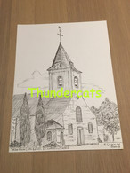 ORIGINELE GROTE TEKENING DOOR PAUL GHYSELEN GHIJSELEN 1993 KORTRIJK AALBEKE ST CORNELIUSKERK - Dessins