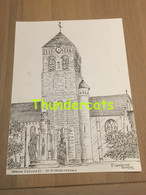 ORIGINELE GROTE TEKENING DOOR PAUL GHYSELEN GHIJSELEN 1993 WERVIK GELUWE ST DIONYSIUSKERK - Dessins