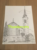 ORIGINELE GROTE TEKENING DOOR PAUL GHYSELEN GHIJSELEN 1993 HARELBEKE ST ZOZEFSKERK - Dessins