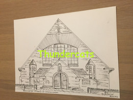 ORIGINELE GROTE TEKENING DOOR PAUL GHYSELEN GHIJSELEN 1993 KOKSIJDE ST IDESBALD ST IDESBALDUSKERK - Dessins