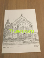 ORIGINELE GROTE TEKENING DOOR PAUL GHYSELEN GHIJSELEN 1993 IEPER KERK O L VROUW MIDDELARES - Dessins