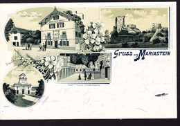 1902 Gelaufene Litho Karte: Gruss Aus Mariastein, 4 Bildrig Mit Hotel De La Post Nach Pfirt - Metzerlen-Mariastein