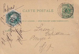 DDX865  -- Entier Postal + Timbre Télégraphique Par EXPRES - BRUXELLES Quartier Louise 1882 En Ville - Timbres Télégraphes [TG]