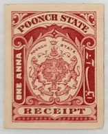 India, Fiscal, Revenue, Court Fee, Princely State Poonch, Proof On Thick Card, Inde As Scan - Pountch