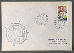 France Enveloppe Illustrée NANTES MARRAINE B.A.P. JULES - VERNE 19.1.1991- (C1854) - 1961-....