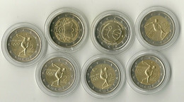 LOT DE 7 PIECES 2 EURO GRECE SOUS CAPSULES DONT TRAITE DE ROME -  UEM  ET 5 PIECES DE 2004 - Grèce