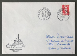 France Marianne De Briat Sur Enveloppe TAD CROISEUR - COLBERT 28.3.1991 - (C1857) - 1961-....