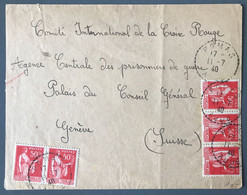 France N°283 (x5) Sur Enveloppe De POMAS, Aube 11.7.1940 Pour La Suisse (CROIX-ROUGE) - (C1876) - 1921-1960: Modern Tijdperk