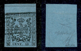 Antichi Stati Italiani - Modena - 1852 - 40 Cent (5 - Celeste) Usato - Grande Bordo Foglio Da Interspazio In Alto - Annu - Other & Unclassified