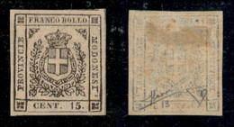 Antichi Stati Italiani - Modena - 1859 - 15 Cent (13 - Bruno) - Ottimi Margini - Gomma Originale - Lieve Sfaldatura In A - Other & Unclassified